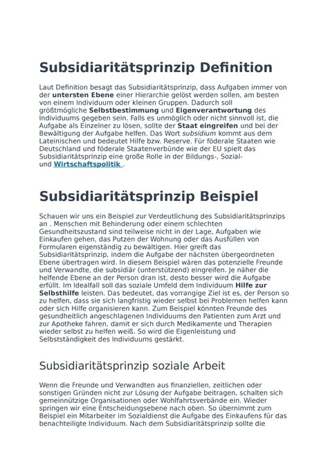 Subsidiaritätsprinzip Definition Subsidiaritätsprinzip Definition