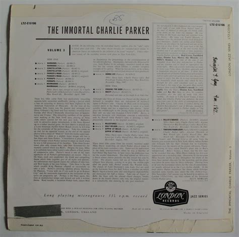 Charlie Parker The Immortal Charlie Parker Vol Lp Twelve Inches