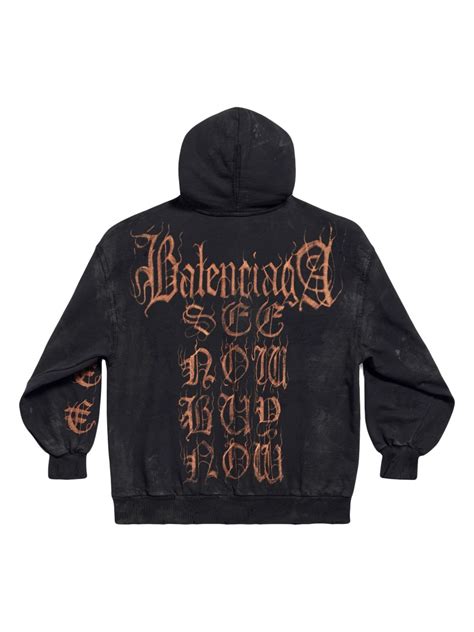 Balenciaga Heavy Metal Artwork Zip Up Hoodie Farfetch