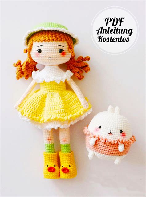 Puppe Mit Gelbem Kleid Und Gr Nem Hut Amigurumi Anleitung