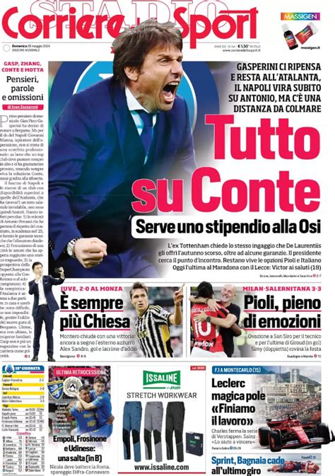 Todays Papers Napoli Sprint For Conte Pioli Final Celebration Juve