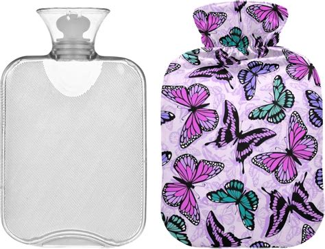 Butterfly Hot Water Bottle XL 2 Liter Heat Up Rubber Cold Pack With Cover Portable