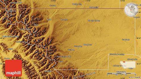 Physical Map of Glacier County