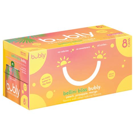 Bubly Bellini Bliss Flavored Sparkling Water Cans 8 Pk 12 Fl Oz