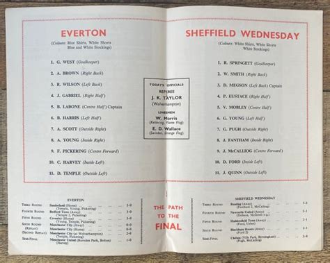 Original Fa Cup Final Programme Everton V Sheffield Wednesday