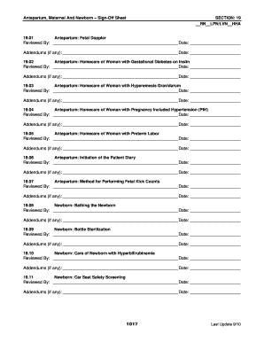 Fillable Online Vnhcsb Section Antepartum Maternal And Newborn Sign