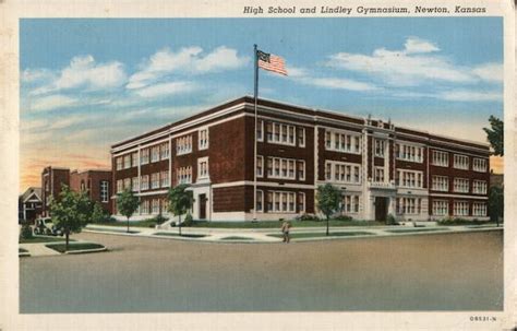 High School and Lindley Gymnasium Newton, KS Postcard