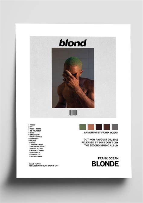 Frank Ocean Blonde Album Tracklist Poster Blonde Album Frank Ocean