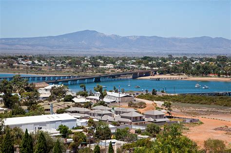 Port Augusta showing the harbour and bridge