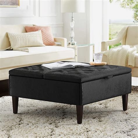 Cozyman Storage Ottoman Lift Top Coffee Table Square Tufted Waffle