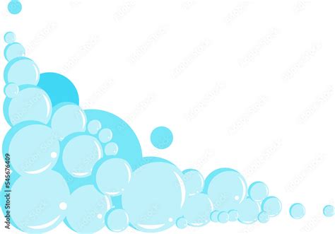 Cartoon Soap Foam With Bubbles Light Blue Suds Of Bath Shampoo Shaving Mousse Stock