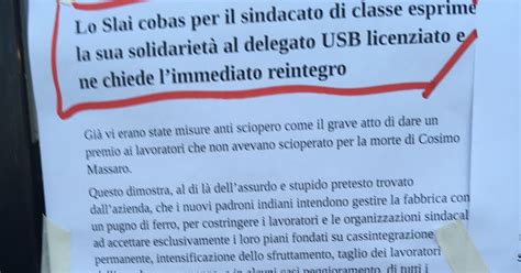 Tarantocontro Lo Slai Cobas Sullo Sciopero Usb In Am Ditte Del No