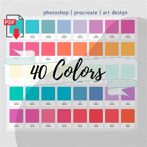 40 Color Palette Swatches Pdf Hex Code Instant Download Procreate ...