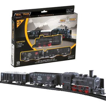 Trem Trenzinho Locomotiva De Brinquedo Pista 2 Vagões Zoop Toys