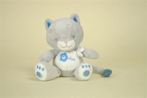 Doudou Chat Gris Bleu Arthur Lola B Bisol Coeur De Doudou