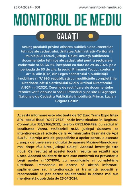 Anunt De Mediu In Editia Online A Ziarului Monitorul De Mediu