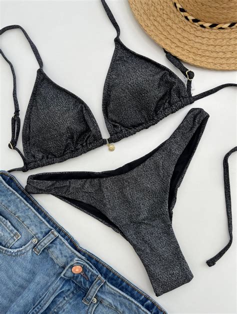 Bikini maudymosi kostiumėlis METALLIC BLACK DESIRE LT internetu
