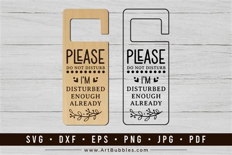 Door Knob Hanger Laser Cut Svg Please Do Not Disturb