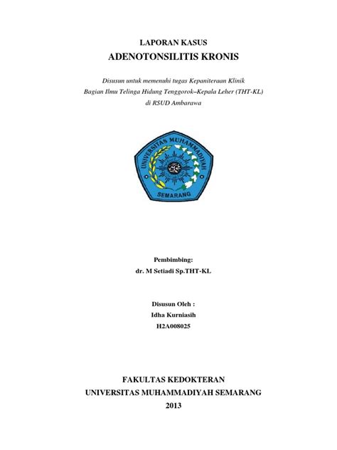 LAPORAN KASUS Adenotonsilitis | PDF