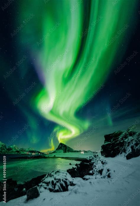 aurora borealis over the night sky Stock Photo | Adobe Stock