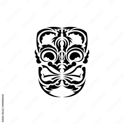 Pattern mask. Black tattoo in the style of the ancient tribes. Hawaiian ...