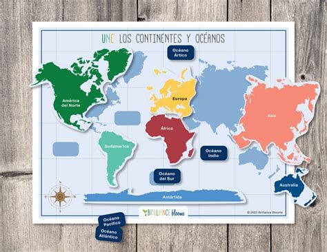 Spanish Continents World Map Printable Continents Of The World