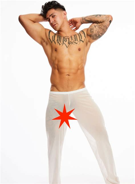 N2n Bodywear Men White Freedom X Mesh Sheer Pants Lounge Wear Size L Xl Ebay