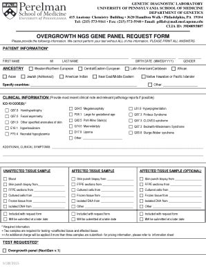 Fillable Online Med Upenn OVERGROWTH NGS GENE PANEL REQUEST FORM Med