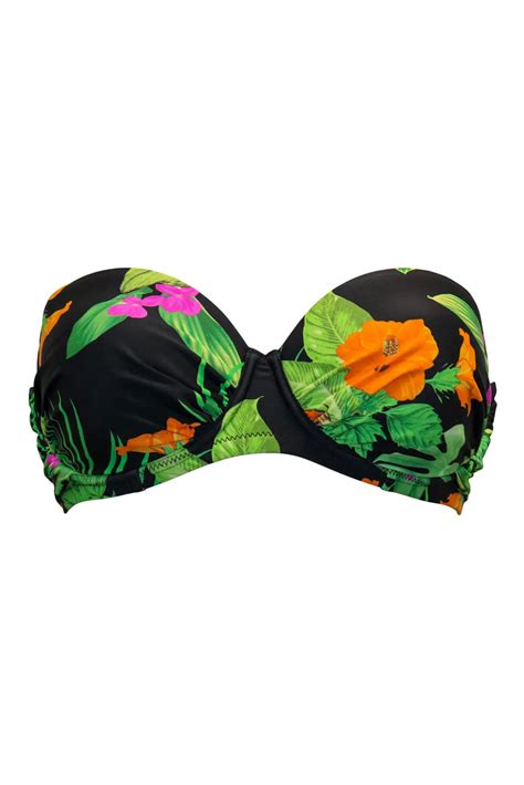 Palermo Strapless Padded Underwired Multiway Bikini Top In Tropical Pour Moi