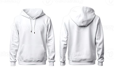 White Hoodie Front And Back Side Mockup Template Isolated On