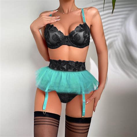 Hanzidakd Women S Mesh Lingerie Women Sexy Lingerie Mesh Flange Garter