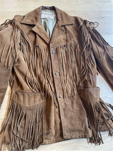 Vintage RANCHER Schott Bros Suede Leather Fringe Trim Gem