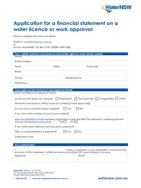 Fillable Online Waternsw AudataassetsApplication For A