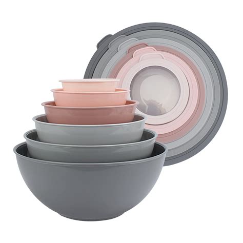 Cook With Color Mixing Bowls With Tpr Lids 12 Piece Plastic Nesting Bowls Set Includes 6 Prep