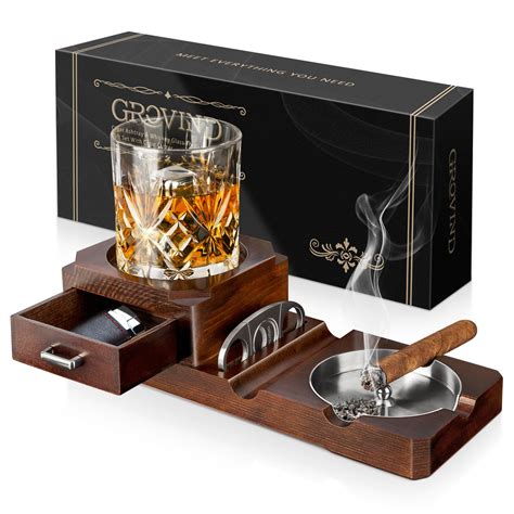 Buy Cigar Ashtrays Whiskey Glass Tray And Wooden Ash Tray Detachable Outdoor Ashtray For S