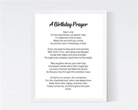 A Birthday Prayer Wall Art, Birthday Wall Art, Prayer Gift, Christian ...