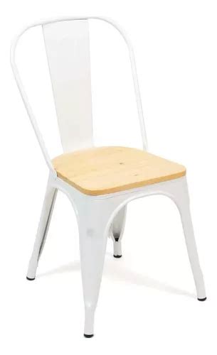 Silla Tolix Metal Madera Colores Vintage Asiento En Madera Mercadolibre