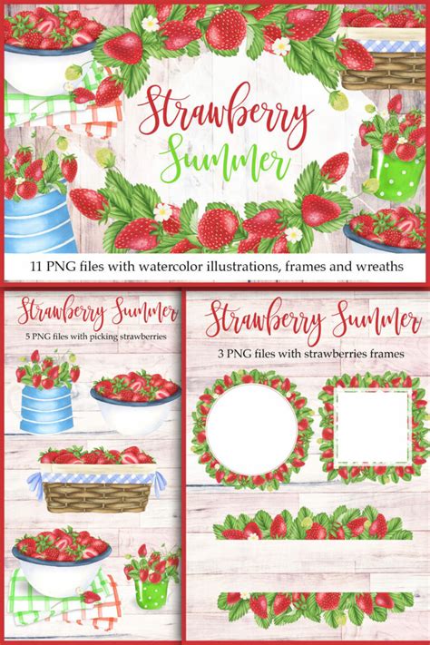 Watercolor Strawberry Clipart Masterbundles