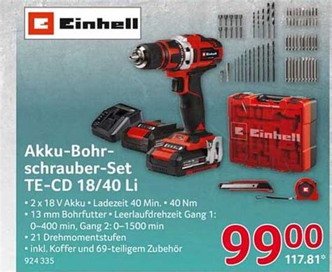 Einhell Akku Bohrschrauber Set Te Cd Li Angebot Bei Selgros