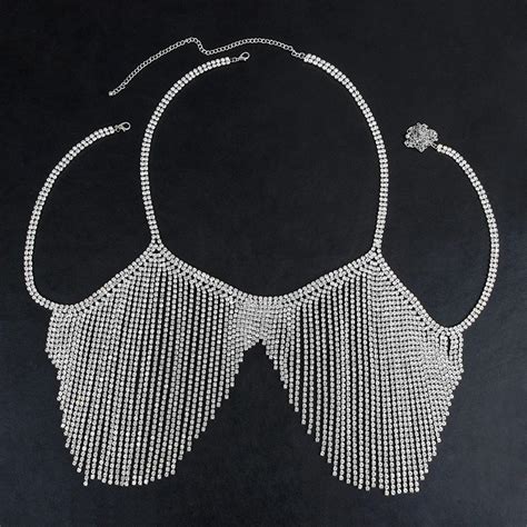 Wholesale Rhinestone Sexy Chest Bracket Bra Rhinestone Chest Chains Bikini Body Jewelry Simple
