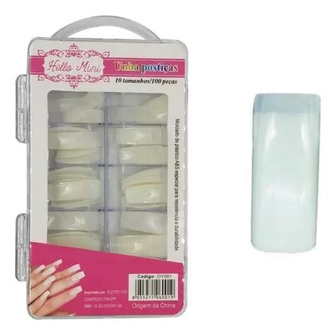 Uñas postizas cuadrada Hello Mini Kit Unhas Postiças Quadrada Alongada