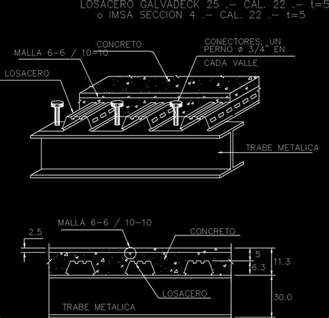 Specification Installation Losacero DWG Detail For AutoCAD Designs CAD