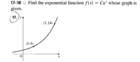 Solved 17 18 Find The Exponential Function F X Cax