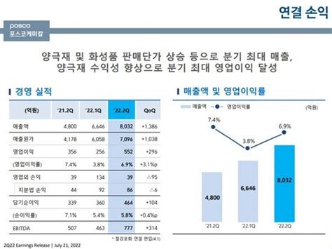 포스코케미칼 2분기 영업익 552억원전년비 1162↑ 네이트 뉴스