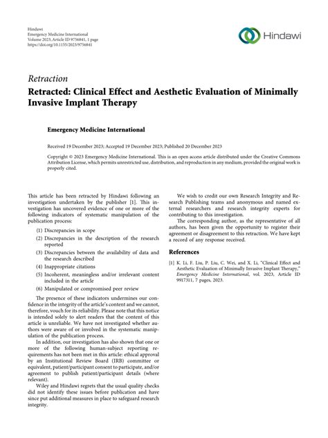 PDF Retracted Clinical Effect And Aesthetic Evaluation Of Minimally