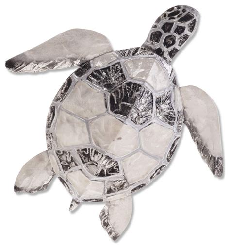 Sea Turtle Small Wall Decor Pewter Checkered Beach Style Metal Wall