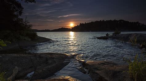 Wallpaper Sunlight Landscape Sunset Sea Bay Lake Rock Nature Shore Reflection Beach