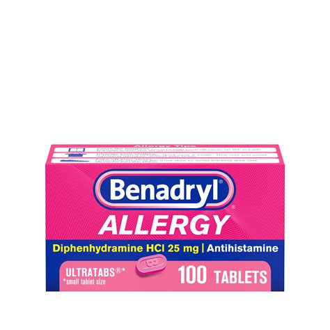 Benadryl Ultratabs Antihistamine Cold And Allergy Relief Tablets 100 Ct