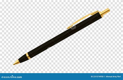 Single Black Vector Ballpoint Pen Classic Ballpoint Pen Stock Vector