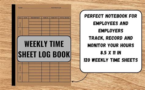 Weekly Time Sheet Log Book Employee Time Log Time Sheet Log Book